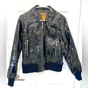 Tory Burch Patent Leather Black Bomber Jacket